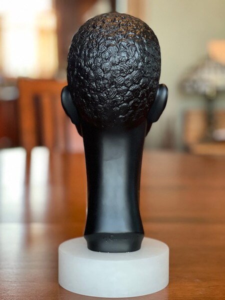 Male African Sculptor Head Figurine Alabaster Fine Art Sculptures Statues